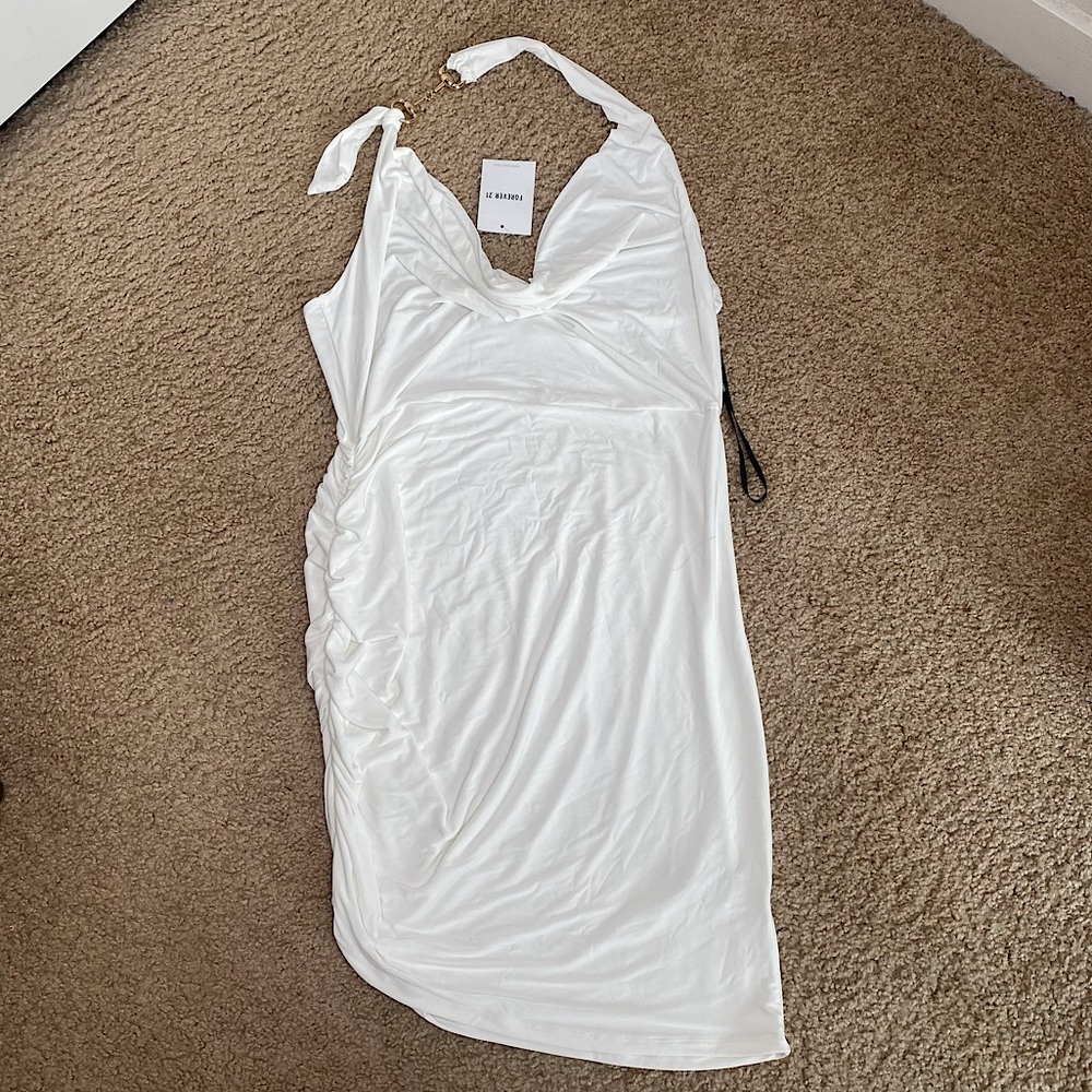 NWT Forever 21 Halter Cowl White Vanilla Mini Dress size XL